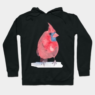 Northem cardinal red watercolor bird Hoodie